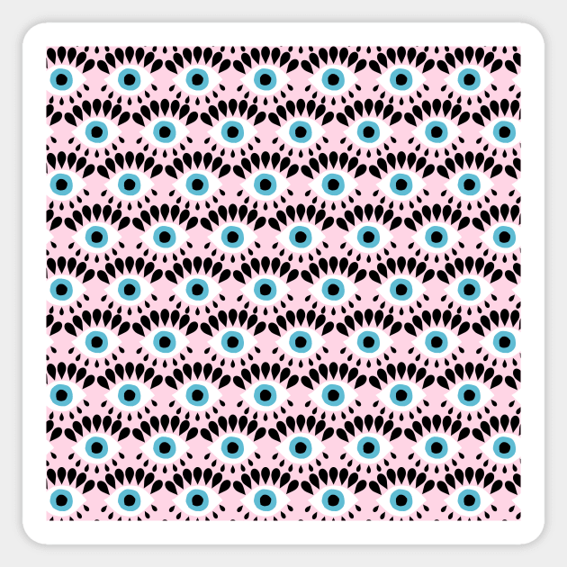 Cute Eyes Pattern on Pink Background Sticker by kapotka